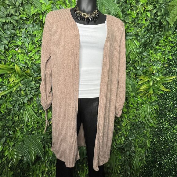 Starlet Women Plus Size XL‎ Mocha Light Brown Duster Cardigan Sweater 0205 - Picture 1 of 5